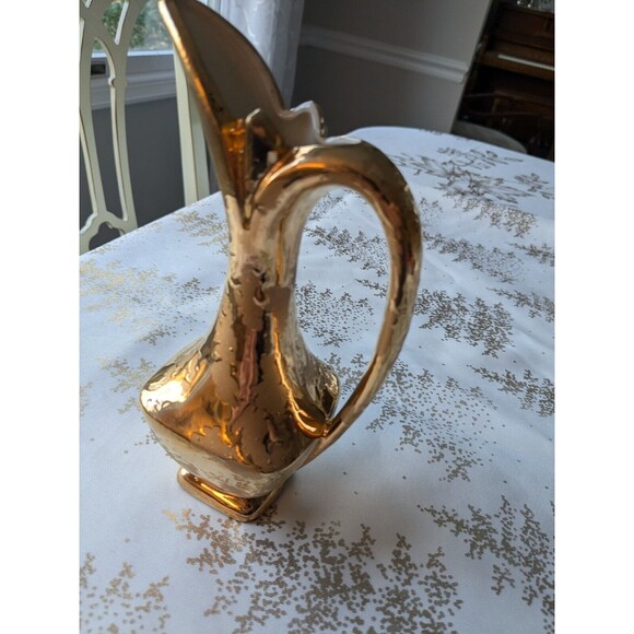 Vintage MidCentury Style Weeping Gold 8" Pitcher Vase Retro Glam EUC - Picture 6 of 12